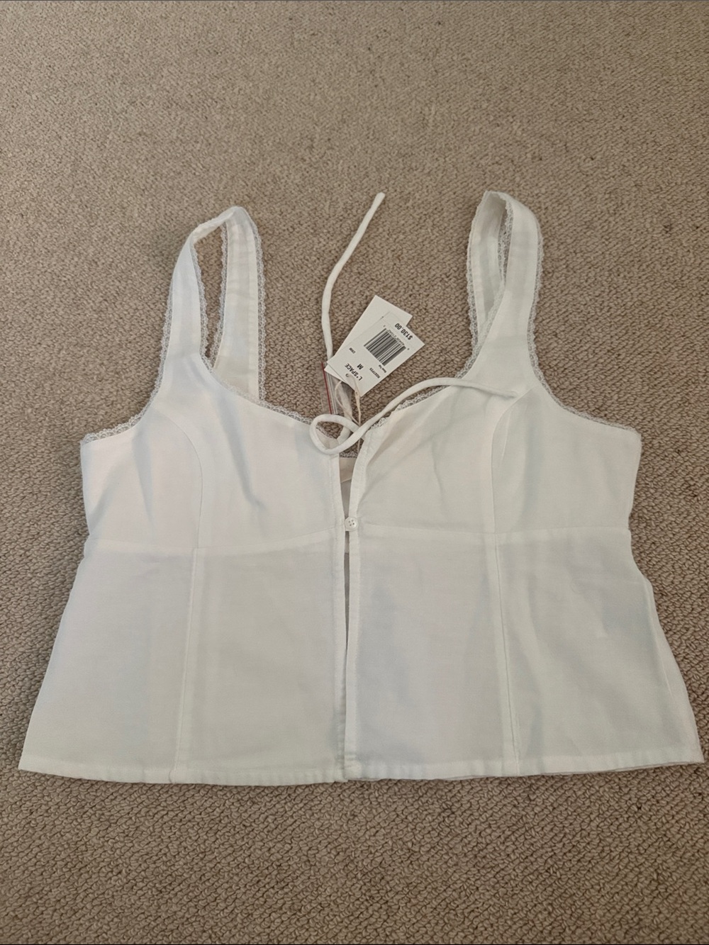 l*space White Tie-Front Lace-Trim Rosa Top - Picture 6 of 8